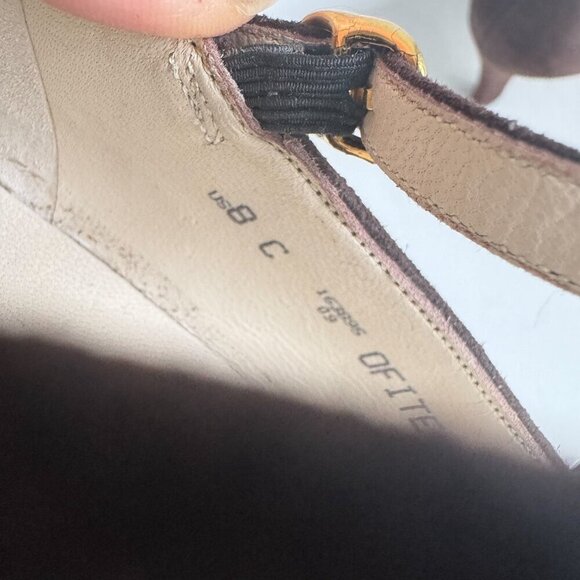 Vintage Bally Two Tone Brown Black T Strap Suede Heels 8C - Picture 5 of 9